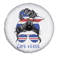 Cape Verde Messy Bun Girl Flag Sunglasses Graphic Spare Tire Cover Cabo Verde Women National Pride Gift