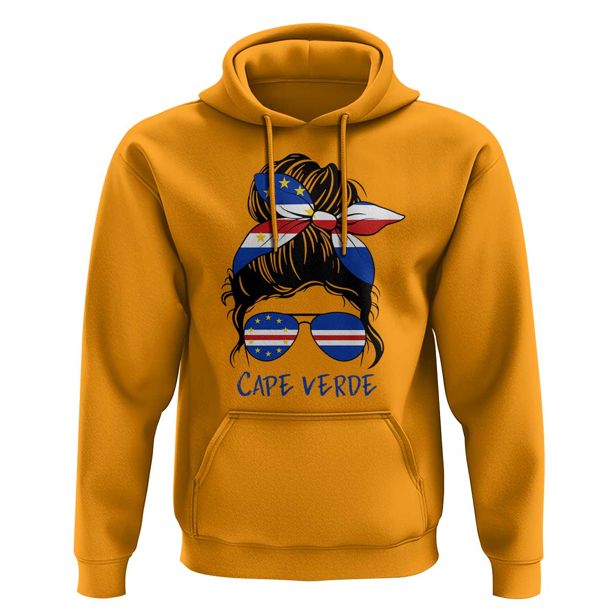 Cape Verde Messy Bun Girl Flag Sunglasses Graphic Hoodie Cabo Verde Women National Pride Gift