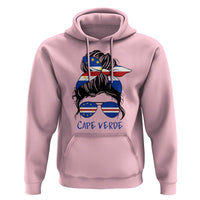 Cape Verde Messy Bun Girl Flag Sunglasses Graphic Hoodie Cabo Verde Women National Pride Gift