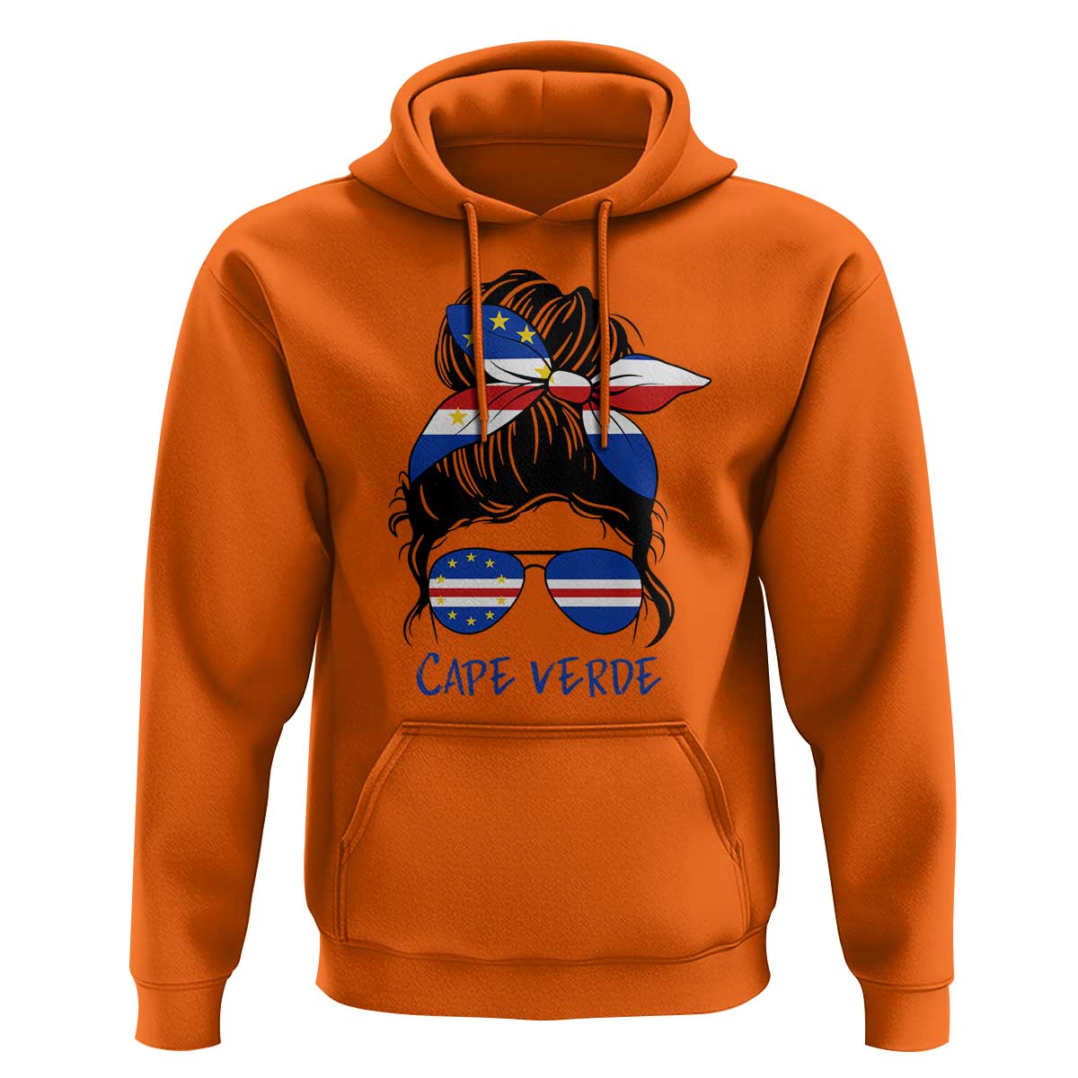 Cape Verde Messy Bun Girl Flag Sunglasses Graphic Hoodie Cabo Verde Women National Pride Gift