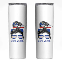Cape Verde Messy Bun Girl Flag Sunglasses Graphic Skinny Tumbler Cabo Verde Women National Pride Gift