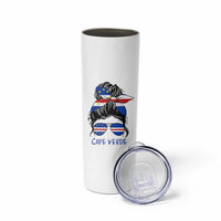 Cape Verde Messy Bun Girl Flag Sunglasses Graphic Skinny Tumbler Cabo Verde Women National Pride Gift