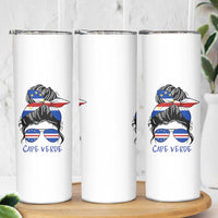 Cape Verde Messy Bun Girl Flag Sunglasses Graphic Skinny Tumbler Cabo Verde Women National Pride Gift
