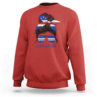 Cape Verde Messy Bun Girl Flag Sunglasses Graphic Sweatshirt Cabo Verde Women National Pride Gift