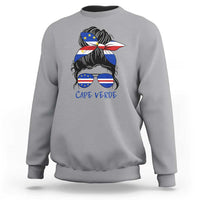 Cape Verde Messy Bun Girl Flag Sunglasses Graphic Sweatshirt Cabo Verde Women National Pride Gift