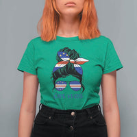 Cape Verde Messy Bun Girl Flag Sunglasses Graphic T Shirt For Women Cabo Verde Women National Pride Gift