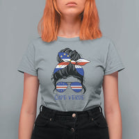 Cape Verde Messy Bun Girl Flag Sunglasses Graphic T Shirt For Women Cabo Verde Women National Pride Gift