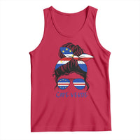 Cape Verde Messy Bun Girl Flag Sunglasses Graphic Tank Top Cabo Verde Women National Pride Gift