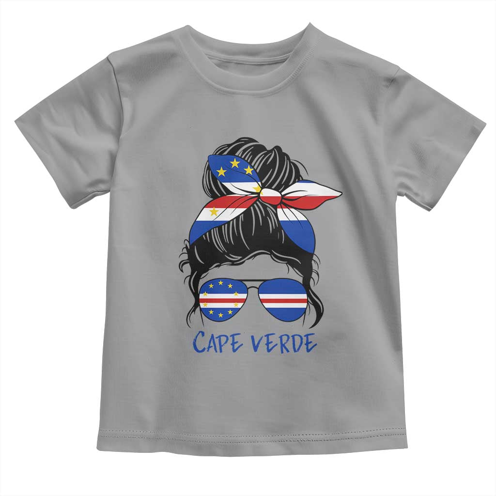 Cape Verde Messy Bun Girl Flag Sunglasses Graphic Toddler T Shirt Cabo Verde Women National Pride Gift