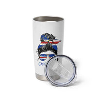 Cape Verde Messy Bun Girl Flag Sunglasses Graphic Tumbler Cup Cabo Verde Women National Pride Gift