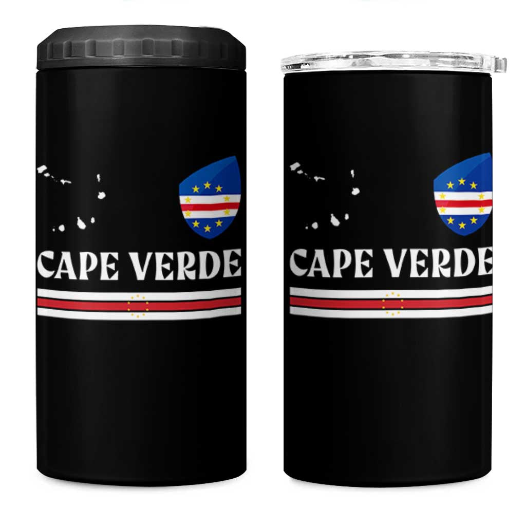Cape Verde Country Map Shield Emblem 4 in 1 Can Cooler Tumbler Cabo Verde Roots National Pride Gift