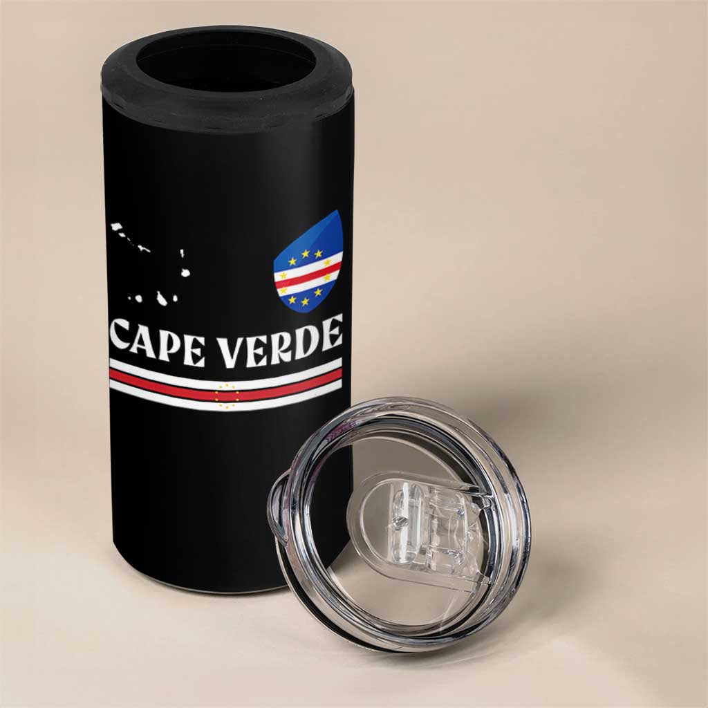 Cape Verde Country Map Shield Emblem 4 in 1 Can Cooler Tumbler Cabo Verde Roots National Pride Gift