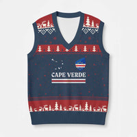 Cape Verde Country Map Shield Emblem V-Neck Knit Sweater Vest Cabo Verde Roots National Pride Gift