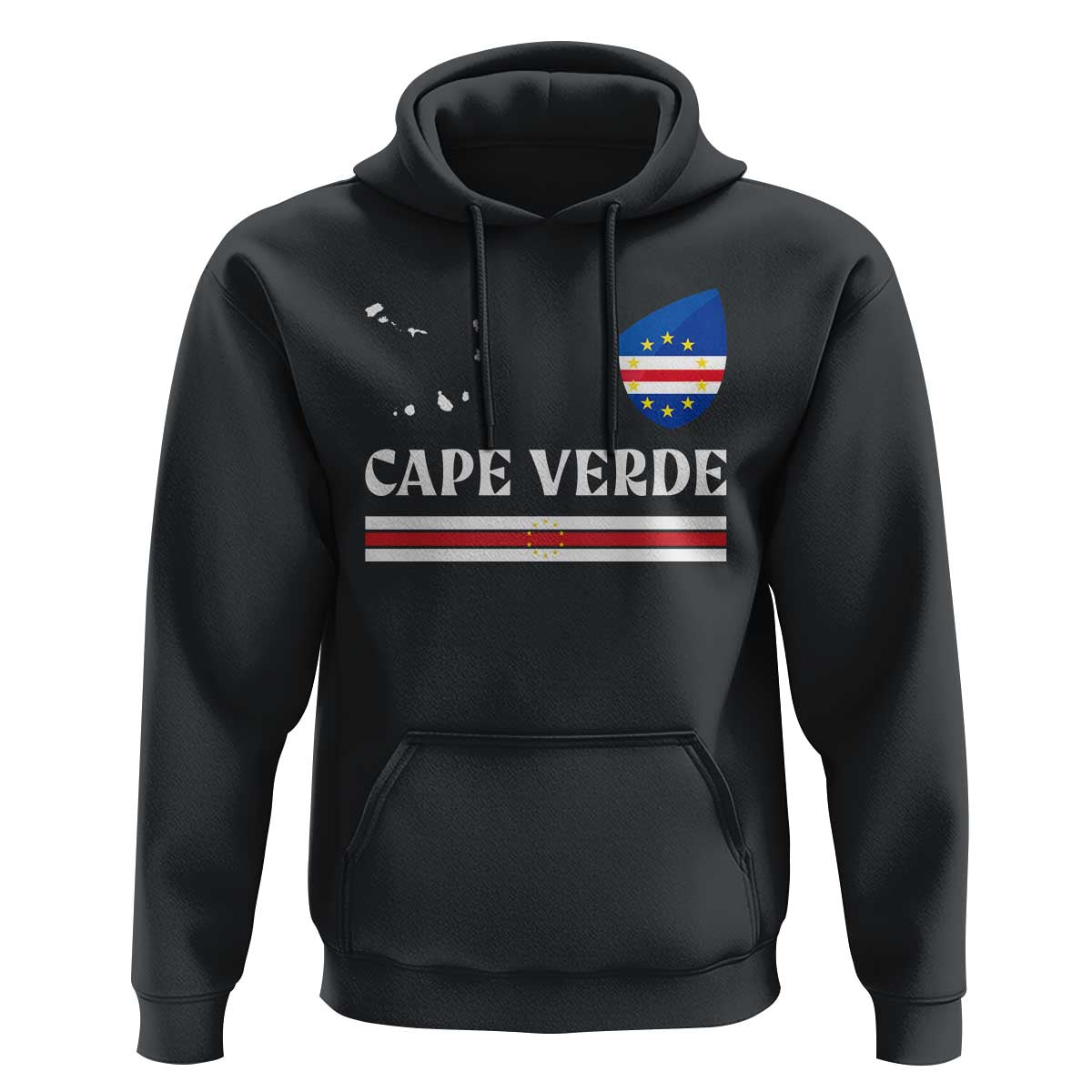 Cape Verde Country Map Shield Emblem Hoodie Cabo Verde Roots National Pride Gift