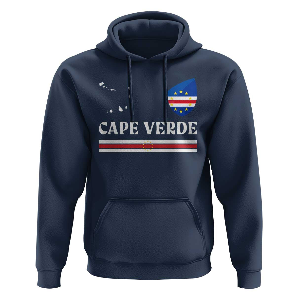Cape Verde Country Map Shield Emblem Hoodie Cabo Verde Roots National Pride Gift