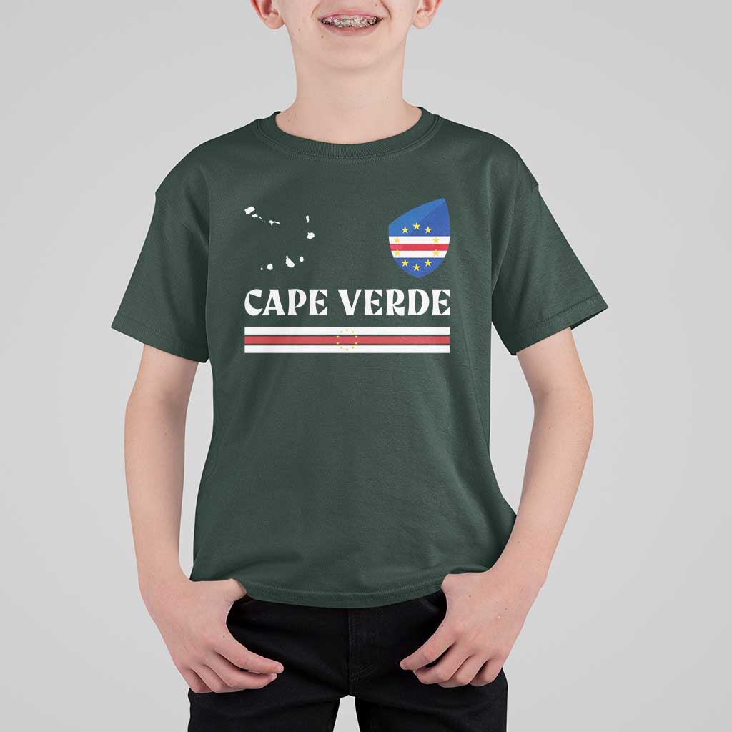 Cape Verde Country Map Shield Emblem T Shirt For Kid Cabo Verde Roots National Pride Gift