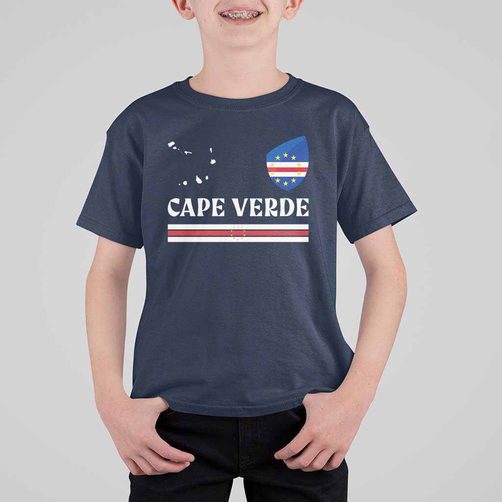 Cape Verde Country Map Shield Emblem T Shirt For Kid Cabo Verde Roots National Pride Gift
