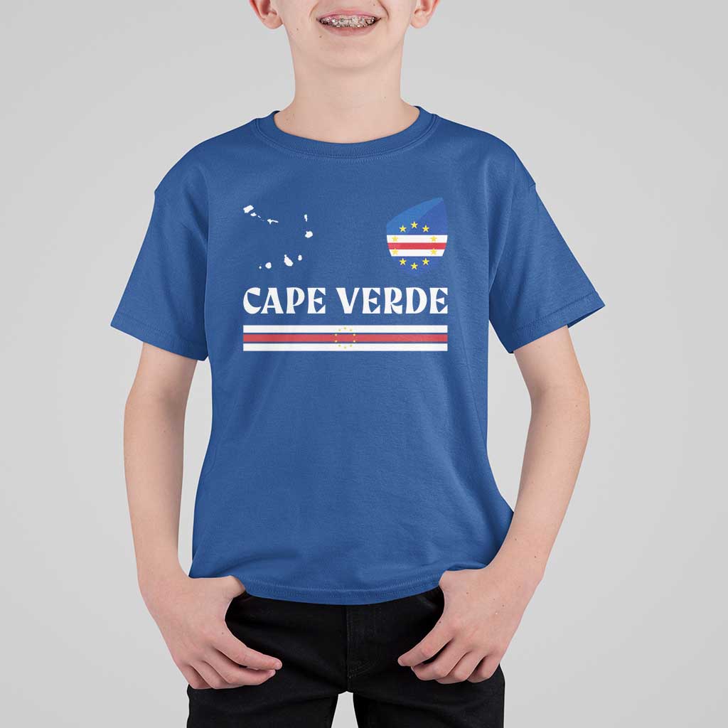 Cape Verde Country Map Shield Emblem T Shirt For Kid Cabo Verde Roots National Pride Gift