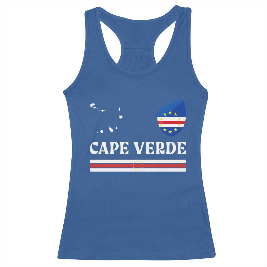 Cape Verde Country Map Shield Emblem Racerback Tank Top Cabo Verde Roots National Pride Gift