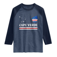 Cape Verde Country Map Shield Emblem Raglan Shirt Cabo Verde Roots National Pride Gift