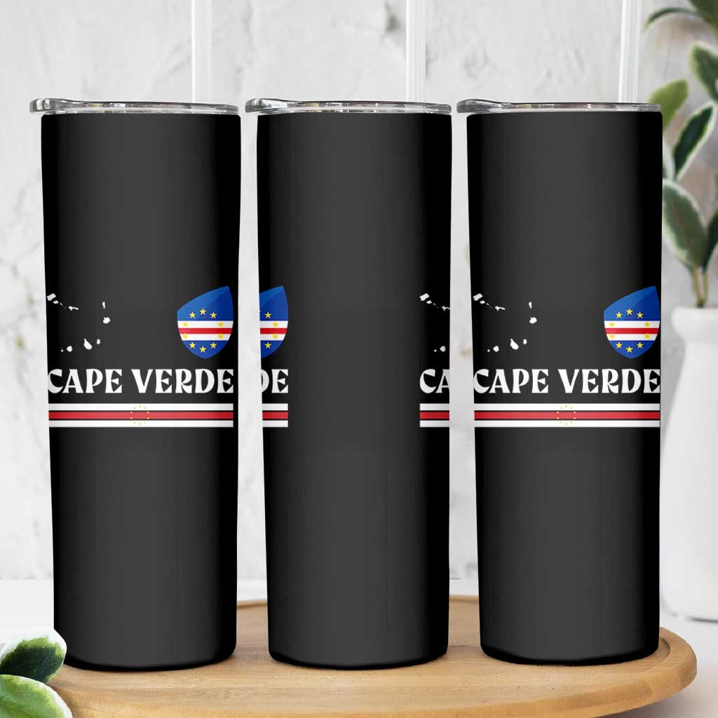 Cape Verde Country Map Shield Emblem Skinny Tumbler Cabo Verde Roots National Pride Gift