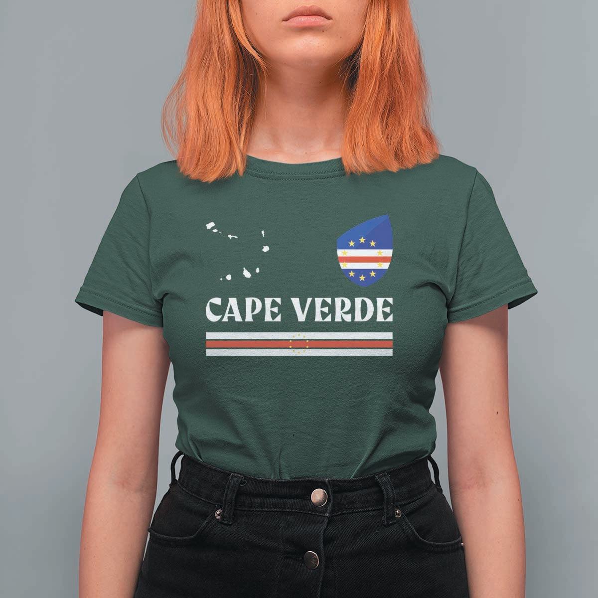 Cape Verde Country Map Shield Emblem T Shirt For Women Cabo Verde Roots National Pride Gift