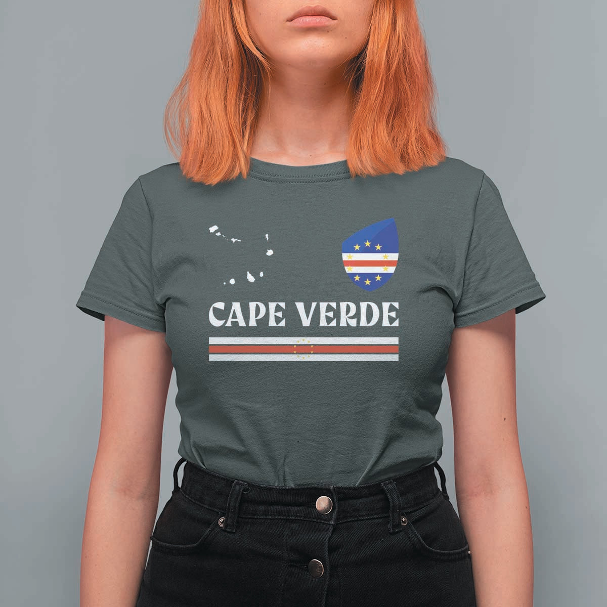 Cape Verde Country Map Shield Emblem T Shirt For Women Cabo Verde Roots National Pride Gift