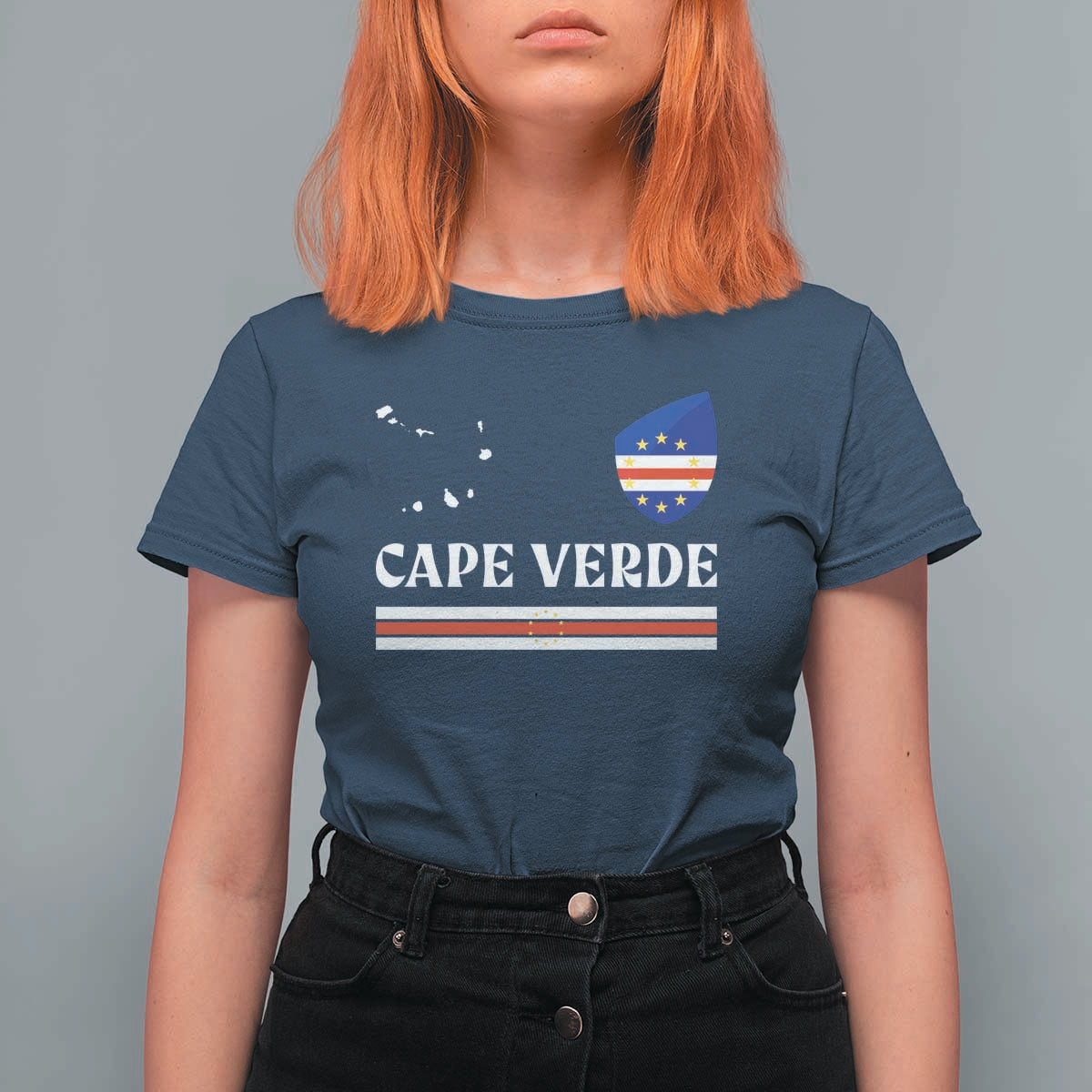Cape Verde Country Map Shield Emblem T Shirt For Women Cabo Verde Roots National Pride Gift