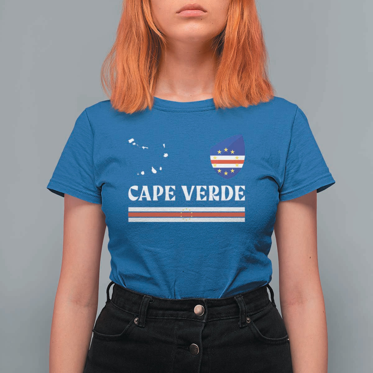Cape Verde Country Map Shield Emblem T Shirt For Women Cabo Verde Roots National Pride Gift