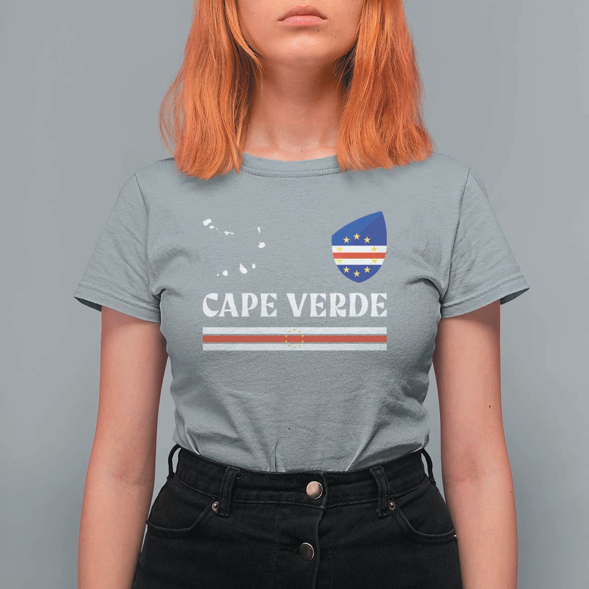Cape Verde Country Map Shield Emblem T Shirt For Women Cabo Verde Roots National Pride Gift