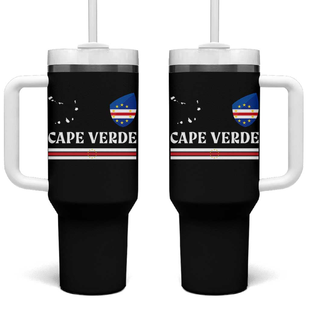 Cape Verde Country Map Shield Emblem Tumbler With Handle Cabo Verde Roots National Pride Gift