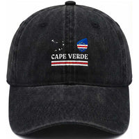 Cape Verde Country Map Shield Emblem Washed Cotton Baseball Cap Cabo Verde Roots National Pride Gift