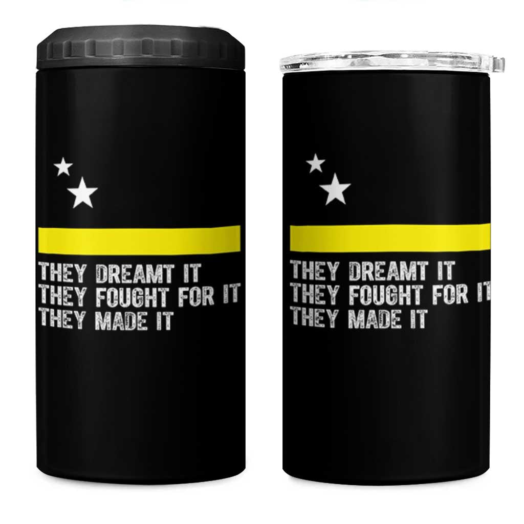 Curaçao Flag History Pride 4 in 1 Can Cooler Tumbler They Dreamt Fought Made It