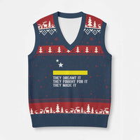 Curaçao Flag History Pride V-Neck Knit Sweater Vest They Dreamt Fought Made It