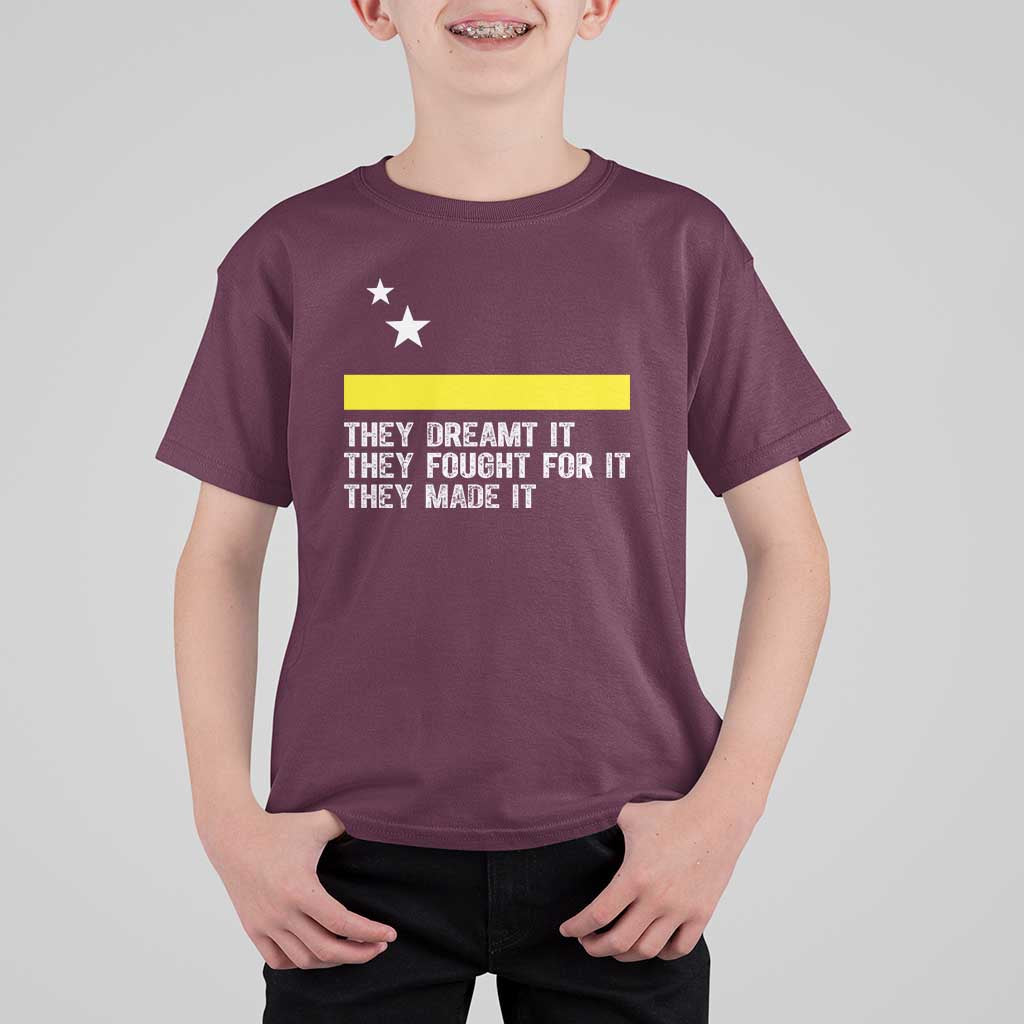 Curaçao Flag History Pride T Shirt For Kid They Dreamt Fought Made It