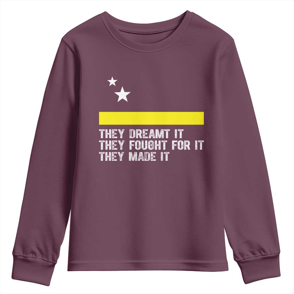 Curaçao Flag History Pride Youth Sweatshirt They Dreamt Fought Made It