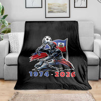 Haiti Soccer Tournament History 1974 to 2026 Throw Blanket Powerful Haitian Broken Chains National Flag Football Fans