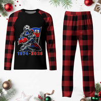 Haiti Soccer Tournament History 1974 to 2026 Plaid Pajama Set Powerful Haitian Broken Chains National Flag Football Fans
