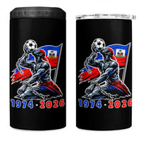 Haiti Soccer Tournament History 1974 to 2026 4 in 1 Can Cooler Tumbler Powerful Haitian Broken Chains National Flag Football Fans