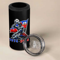 Haiti Soccer Tournament History 1974 to 2026 4 in 1 Can Cooler Tumbler Powerful Haitian Broken Chains National Flag Football Fans