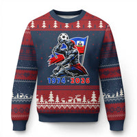 Haiti Soccer Tournament History 1974 to 2026 Ugly Christmas Sweater Powerful Haitian Broken Chains National Flag Football Fans