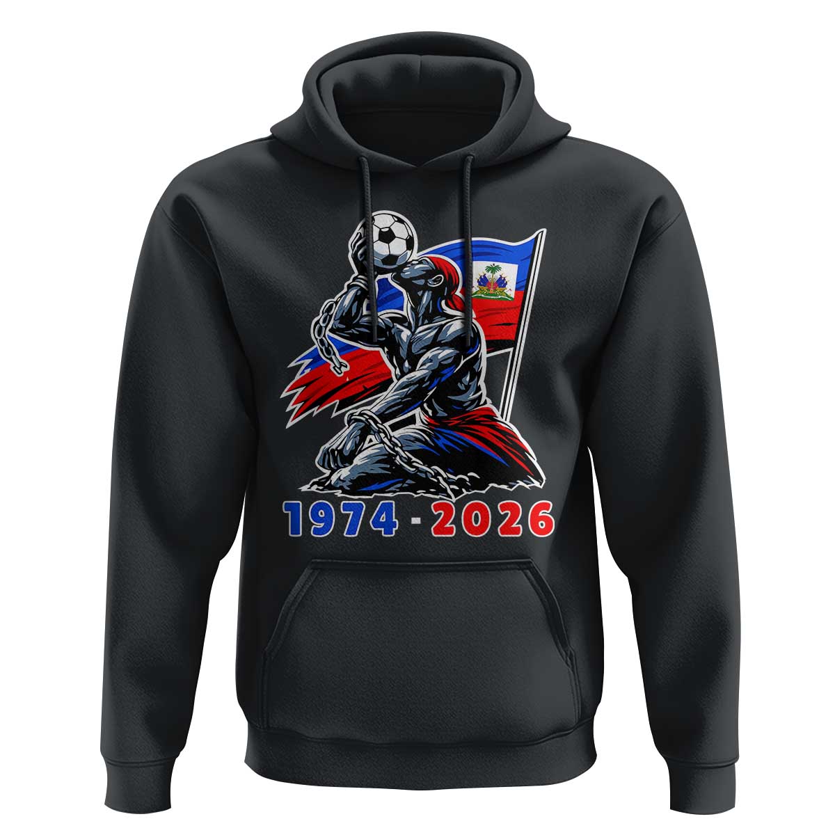 Haiti Soccer Tournament History 1974 to 2026 Hoodie Powerful Haitian Broken Chains National Flag Football Fans