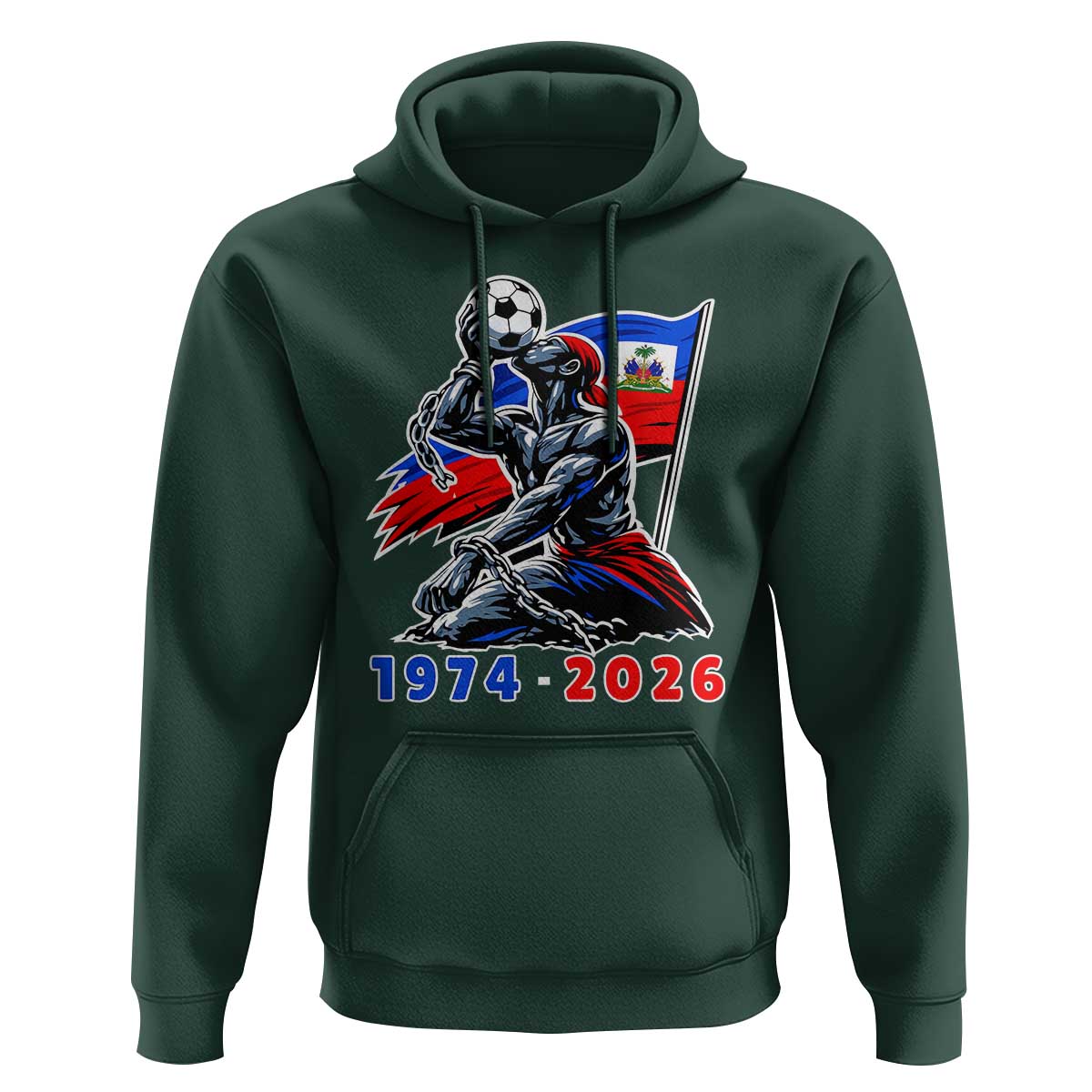Haiti Soccer Tournament History 1974 to 2026 Hoodie Powerful Haitian Broken Chains National Flag Football Fans