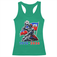 Haiti Soccer Tournament History 1974 to 2026 Racerback Tank Top Powerful Haitian Broken Chains National Flag Football Fans