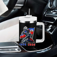 Haiti Soccer Tournament History 1974 to 2026 Tumbler With Handle Powerful Haitian Broken Chains National Flag Football Fans