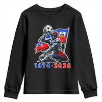 Haiti Soccer Tournament History 1974 to 2026 Youth Sweatshirt Powerful Haitian Broken Chains National Flag Football Fans