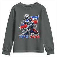 Haiti Soccer Tournament History 1974 to 2026 Youth Sweatshirt Powerful Haitian Broken Chains National Flag Football Fans