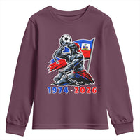 Haiti Soccer Tournament History 1974 to 2026 Youth Sweatshirt Powerful Haitian Broken Chains National Flag Football Fans