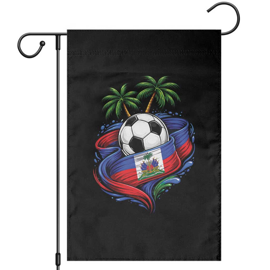 Haitian Flag Soccer Ball Graphic Garden Flag Tropical Palm Trees Caribbean Haiti Football Fans Pride