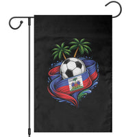 Haitian Flag Soccer Ball Graphic Garden Flag Tropical Palm Trees Caribbean Haiti Football Fans Pride